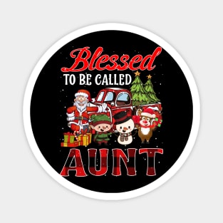 Blessed To Be Called Aunt Christmas Buffalo Plaid Truck Magnet